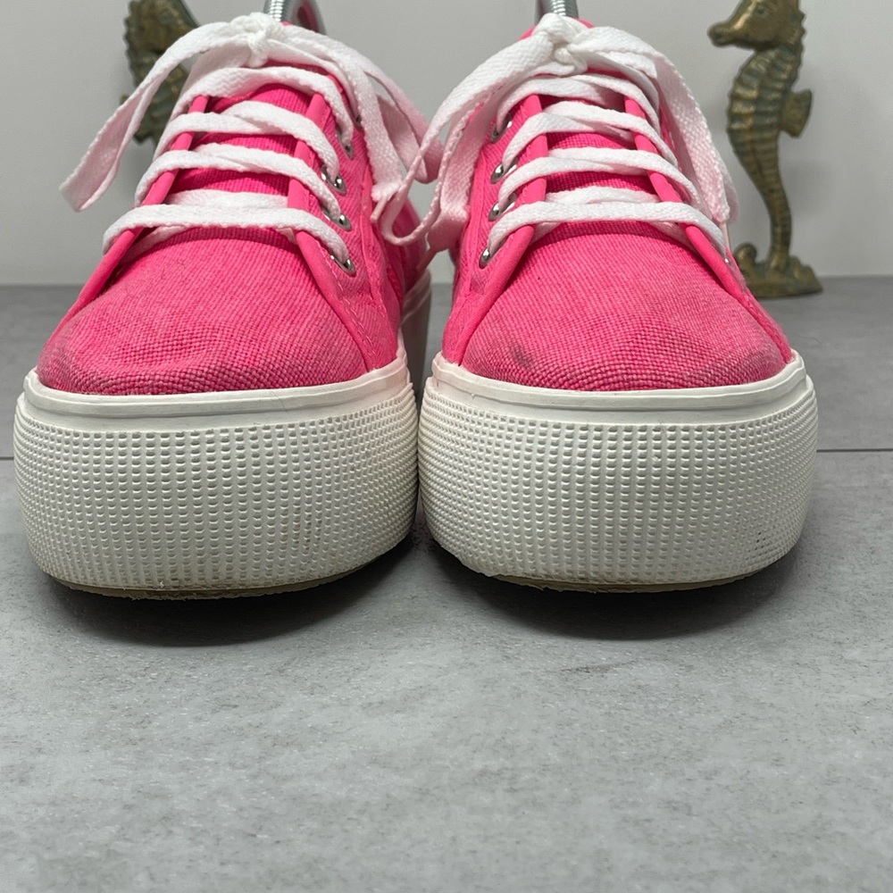 Steve Madden Emmi Canvas Platform Sneakers Shoes Womens Size 10M Bright Pink - Picture 4 of 10